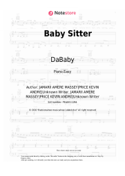 Sheet music, chords DaBaby, Offset - Baby Sitter