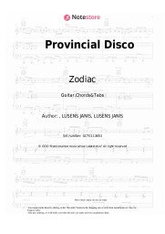 Sheet music, chords Zodiac - Provincial Disco