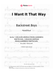 Sheet music, chords Backstreet Boys - I Want It That Way