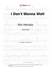 Sheet music, chords Ken Hensley - I Don't Wanna Wait