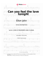 Sheet music, chords Elton John - Can you feel the love tonight
