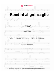 Sheet music, chords Ultimo - Rondini al guinzaglio