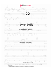 Sheet music, chords Taylor Swift - 22
