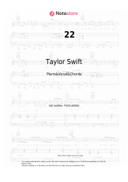 Sheet music, chords Taylor Swift - 22