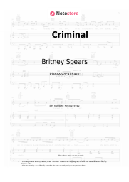 Sheet music, chords Britney Spears - Criminal