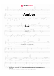Sheet music, chords 311 - Amber