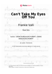 Sheet music, chords Frankie Valli - Can't Take My Eyes Off You