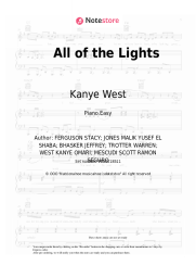 Sheet music, chords Kanye West, Rihanna, Kid Cudi - All of the Lights