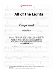 Sheet music, chords Kanye West, Rihanna, Kid Cudi - All of the Lights