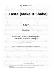 Sheet music, chords Aitch - Taste (Make It Shake)