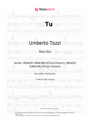 Sheet music, chords Umberto Tozzi - Tu