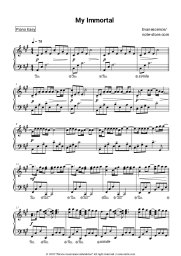 Sheet music, chords Evanescence - My immortal