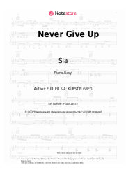 Sheet music, chords Sia - Never Give Up