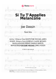 Sheet music, chords Joe Dassin - Si Tu T'Appelles Melancolie