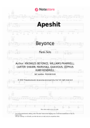Sheet music, chords Beyonce, Jay-Z - Apeshit