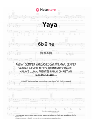Sheet music, chords 6ix9ine - Yaya