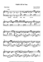 Sheet music, chords Shawn Mendes - Fallin' All In You