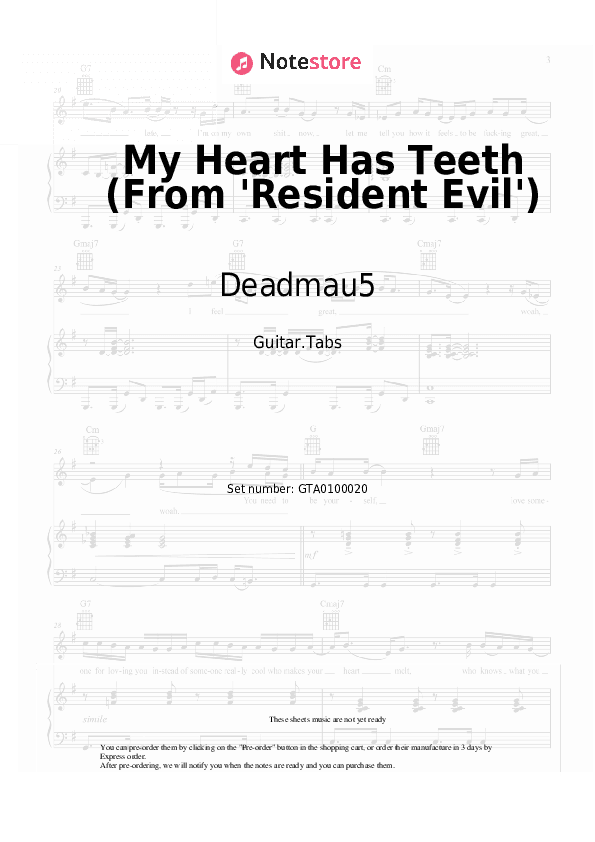 My Heart Has Teeth (From 'Resident Evil') - Deadmau5, Skylar Grey Tabs - Guitar.Tabs