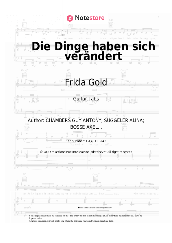 Die Dinge haben sich verändert - Frida Gold Tabs - Guitar.Tabs