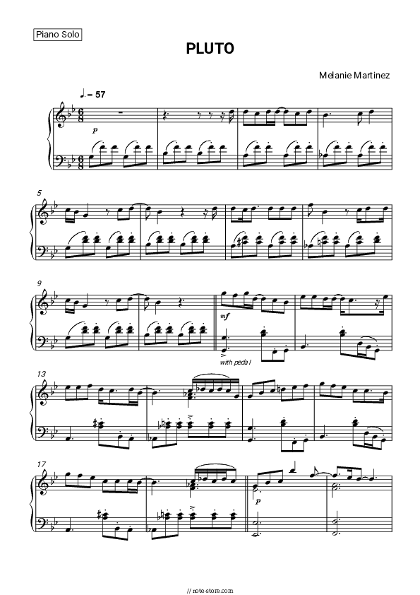 PLUTO - Melanie Martinez Piano Sheet Music - Piano.Solo