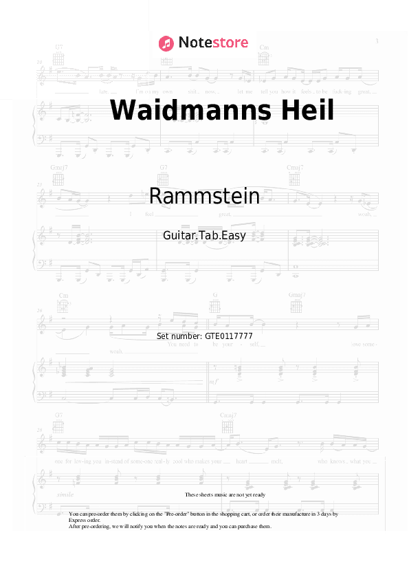 Waidmanns Heil - Rammstein Tabs Easy - Guitar.Tab.Easy