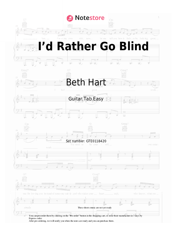 I’d Rather Go Blind - Beth Hart Tabs Easy - Guitar.Tab.Easy