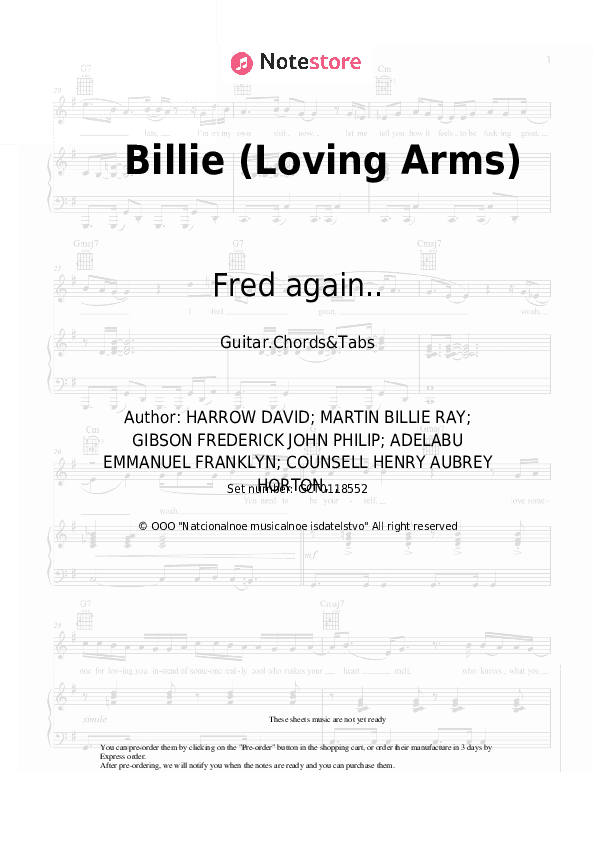 Billie (Loving Arms) - Fred again.. Chords and Tabs - Guitar.Chords&Tabs