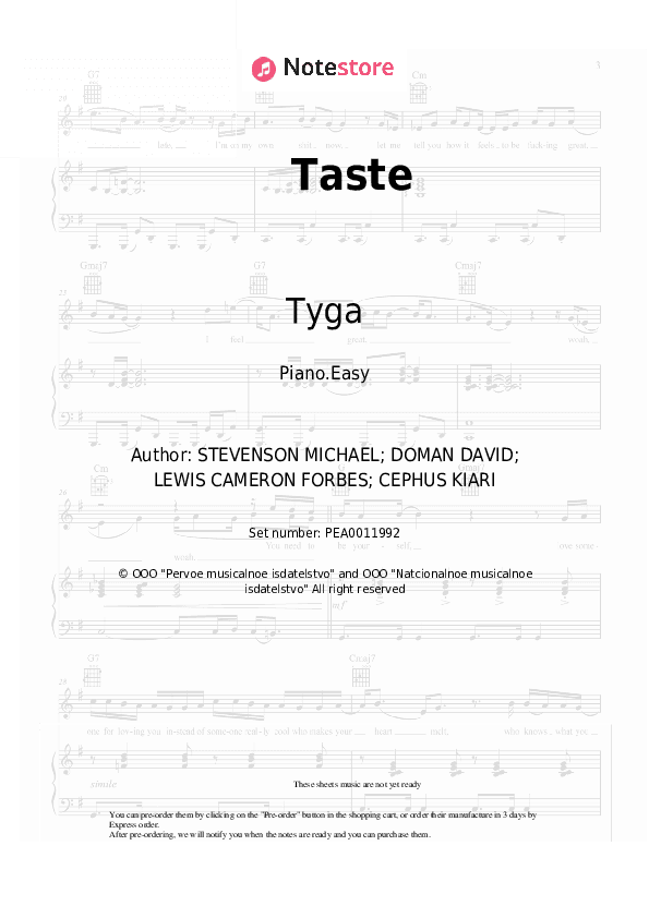 Taste - Tyga, Offset Piano Sheet Music Easy - Piano.Easy
