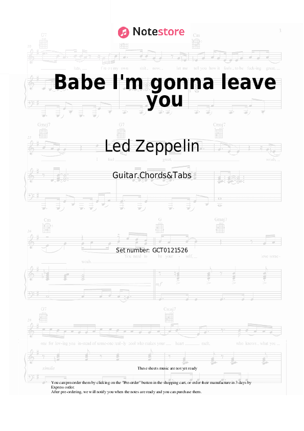Babe I'm gonna leave you - Led Zeppelin Chords and Tabs - Guitar.Chords&Tabs