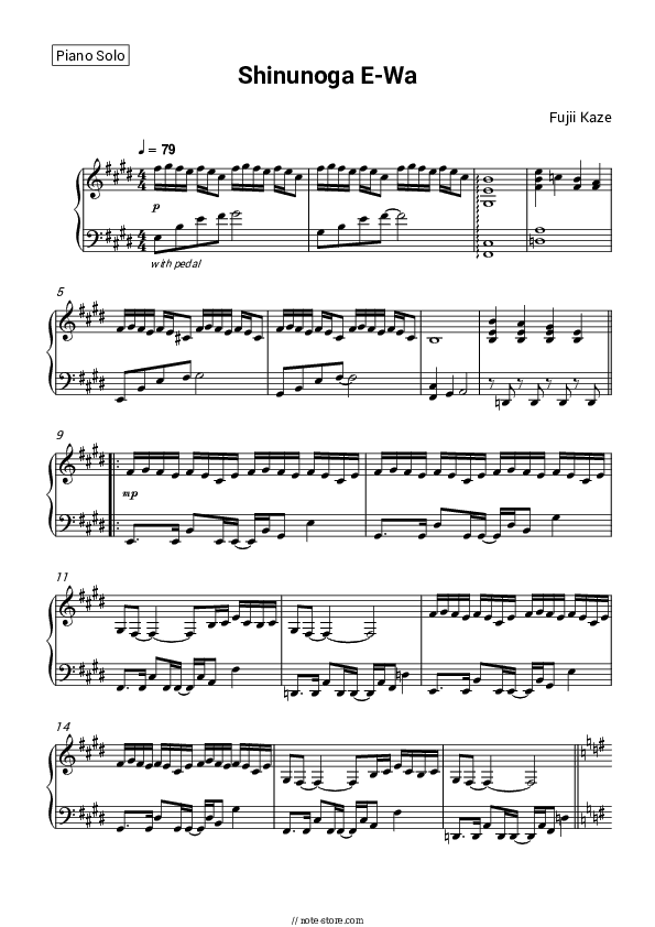 Shinunoga E-Wa - Fujii Kaze Piano Sheet Music - Piano.Solo