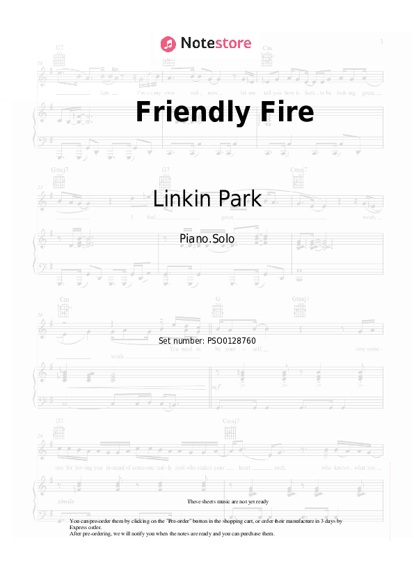 Friendly Fire - Linkin Park Piano Sheet Music - Piano.Solo