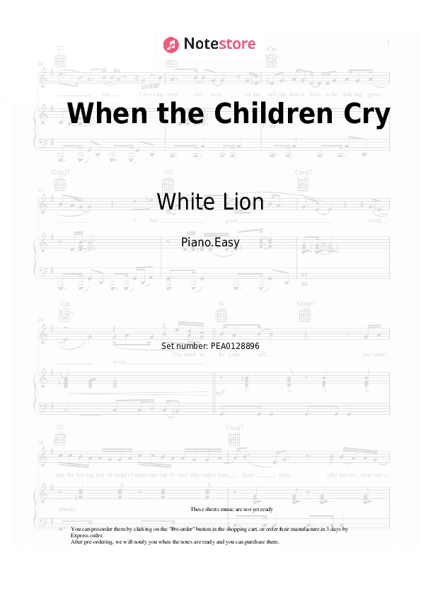 When the Children Cry - White Lion Piano Sheet Music Easy - Piano.Easy