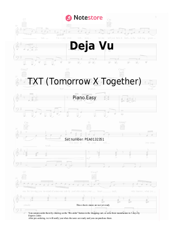 Deja Vu - Tomorrow X Together Piano Sheet Music Easy - Piano.Easy