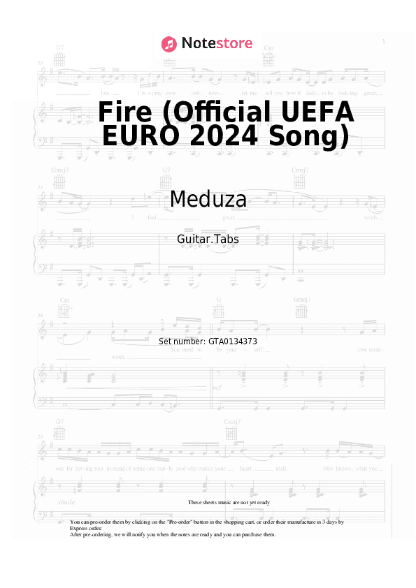 Fire (Official UEFA EURO 2024 Song) - Meduza, OneRepublic, Leony Tabs - Guitar.Tabs