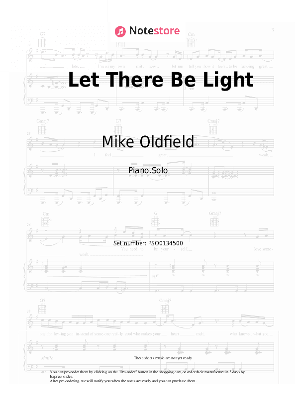 Let There Be Light - Mike Oldfield Piano Sheet Music - Piano.Solo