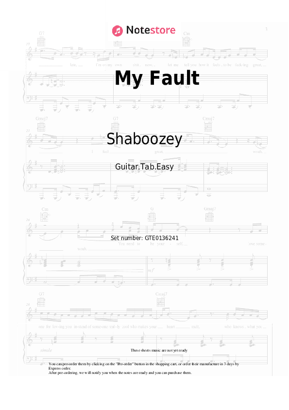 My Fault - Shaboozey Tabs Easy - Guitar.Tab.Easy