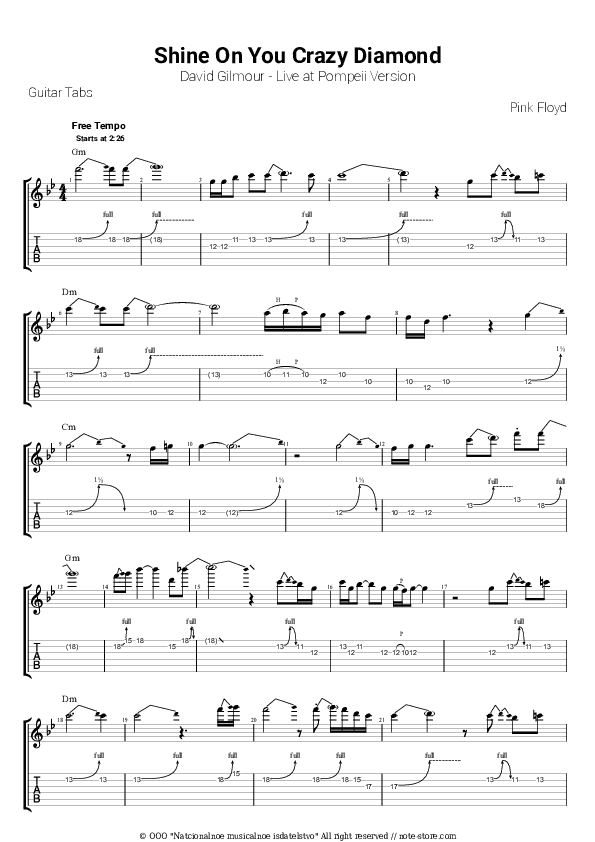 Shine On You Crazy Diamond - Pink Floyd Tabs Easy - Guitar.Tab.Easy