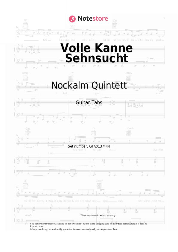 Volle Kanne Sehnsucht - Nockalm Quintett Tabs - Guitar.Tabs