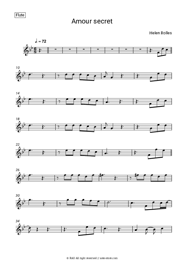 Amour secret - Helene Rolles Flute Sheet Music - Flute