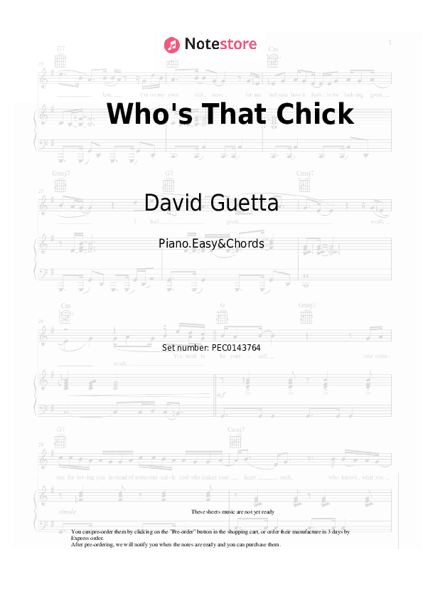 Who's That Chick - David Guetta, Rihanna Sheet Music Easy and Chords - Piano.Easy&Chords