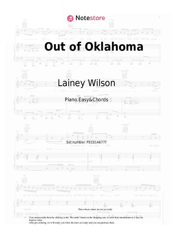 Out of Oklahoma - Lainey Wilson Sheet Music Easy and Chords - Piano.Easy&Chords