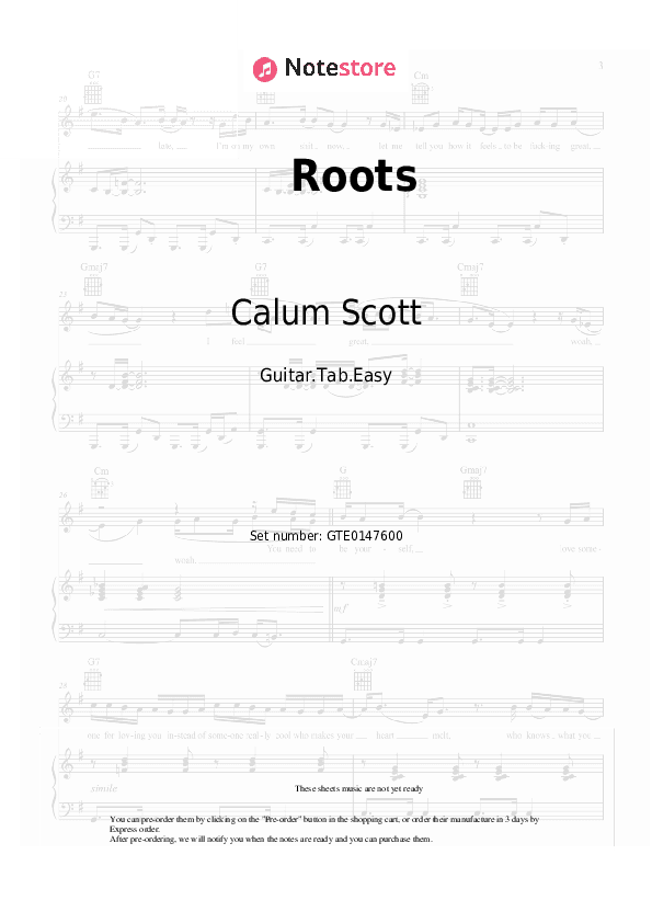 Roots - Calum Scott Tabs Easy - Guitar.Tab.Easy