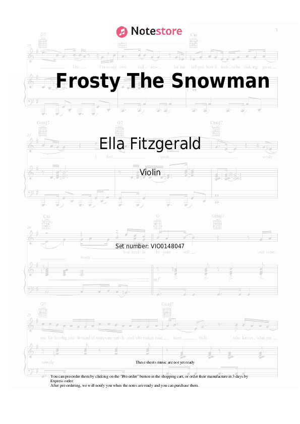Frosty The Snowman - Ella Fitzgerald Violin Sheet Music - Violin