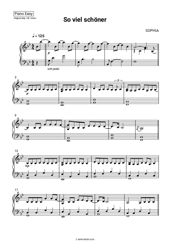 So viel schöner - SOPHIA Piano Sheet Music Easy - Piano.Easy