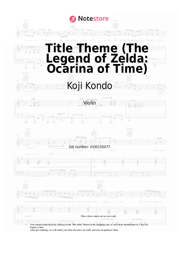 Title Theme (The Legend of Zelda: Ocarina of Time) - Koji Kondo Violin Sheet Music - Violin