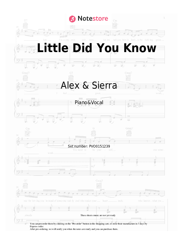 Little Did You Know - Alex & Sierra Piano Sheet Music with the Voice part - Piano&Vocal