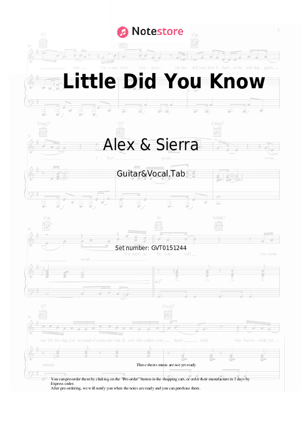 Little Did You Know - Alex & Sierra Chords and Voice - Guitar&Vocal.Tab