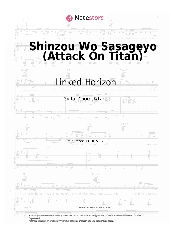 Shinzou Wo Sasageyo (Attack On Titan) - Linked Horizon Chords and Tabs - Guitar.Chords&Tabs