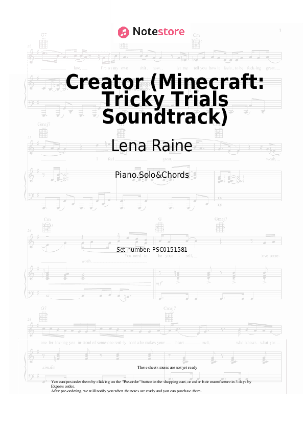 Creator (Minecraft: Tricky Trials Soundtrack) - Lena Raine Piano Sheet Music and Chords - Piano.Solo&Chords