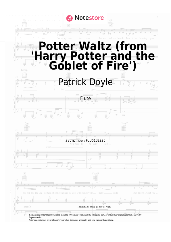 Yule Ball Waltz (from 'Harry Potter and the Goblet of Fire') - Patrick Doyle Flute Sheet Music - Flute